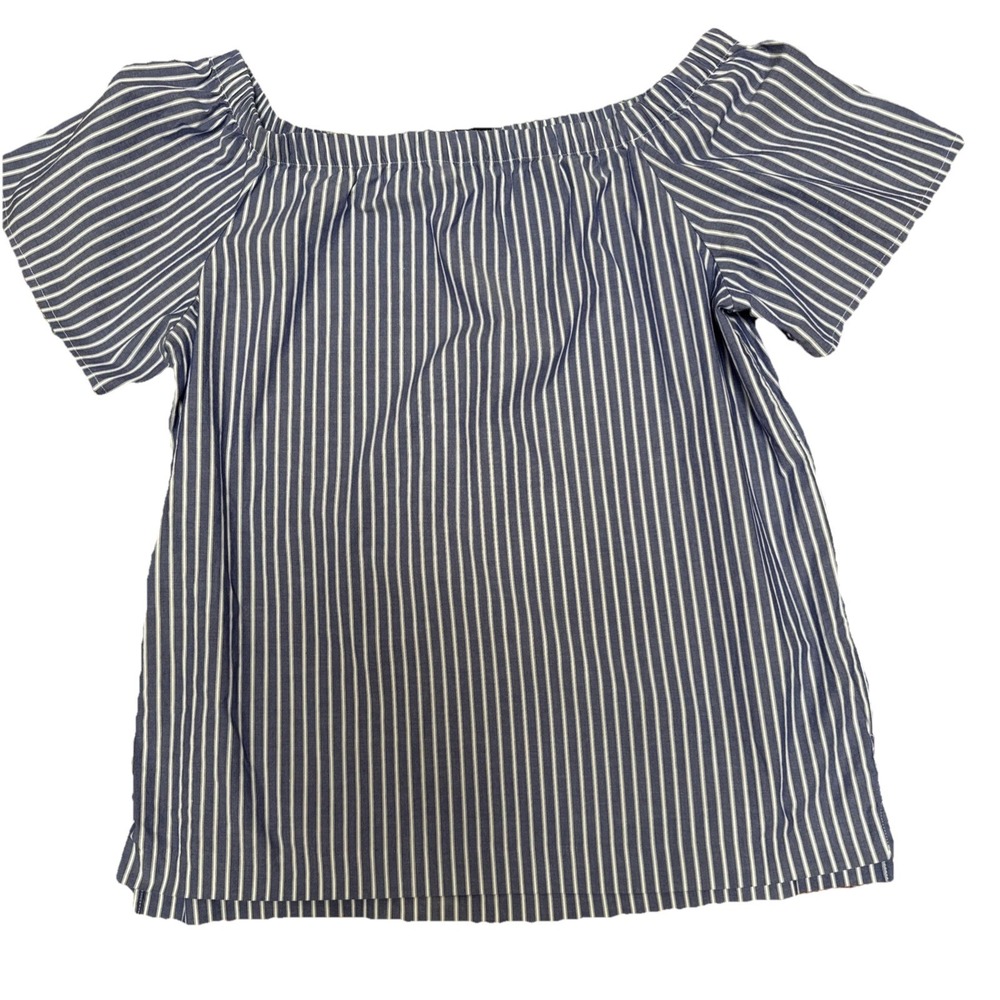 Banana Republic Size M Blue and White Pin Stripe Peasant Style Short Sleeve
